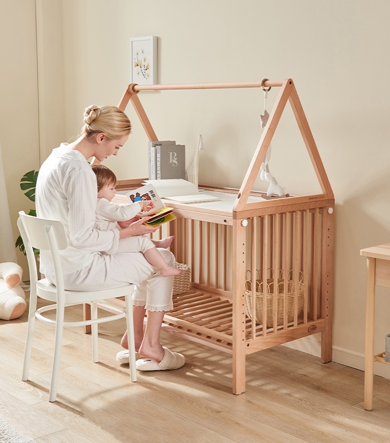 เตียงนอนไม้โครงบ้านสำหรับเด็ก WB3 + ปรับระดับได้ สามารถปรับเป็นโต๊ะเขียนหนังสือ TB10133