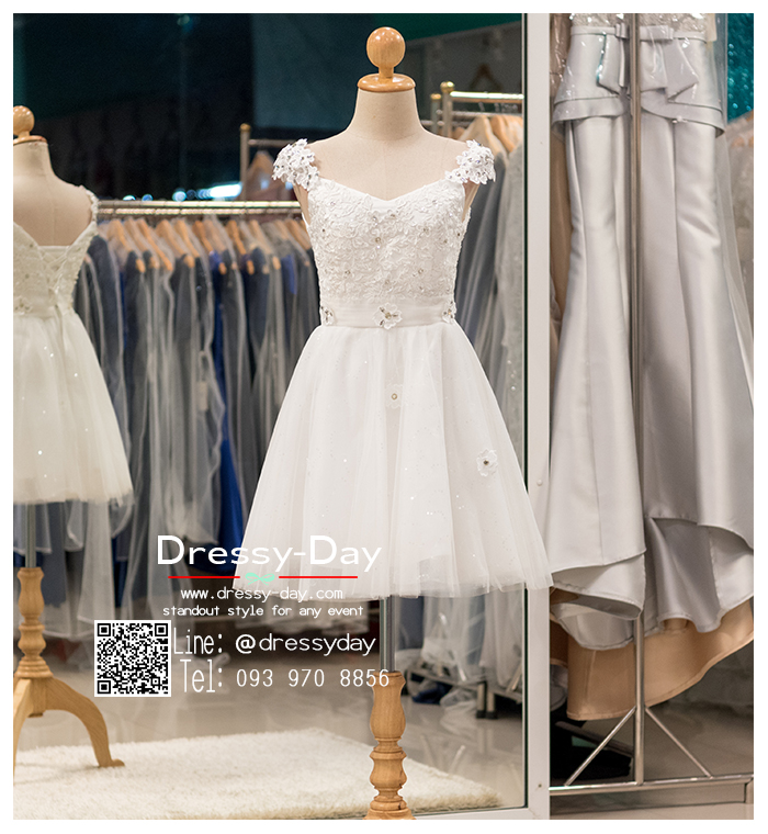 รหัส ชุดราตรีสั้น :BB133 มีชุดราตรีสวย สีขาว สั้น เหมาะใส่งานหมั้น งานเช้า หรู พร้อมส่งเยอะสุดในไทย เนื้อผ้าพรีเมี่ยม คัตติ้งเนี๊ยบๆ ไหล่ปาด