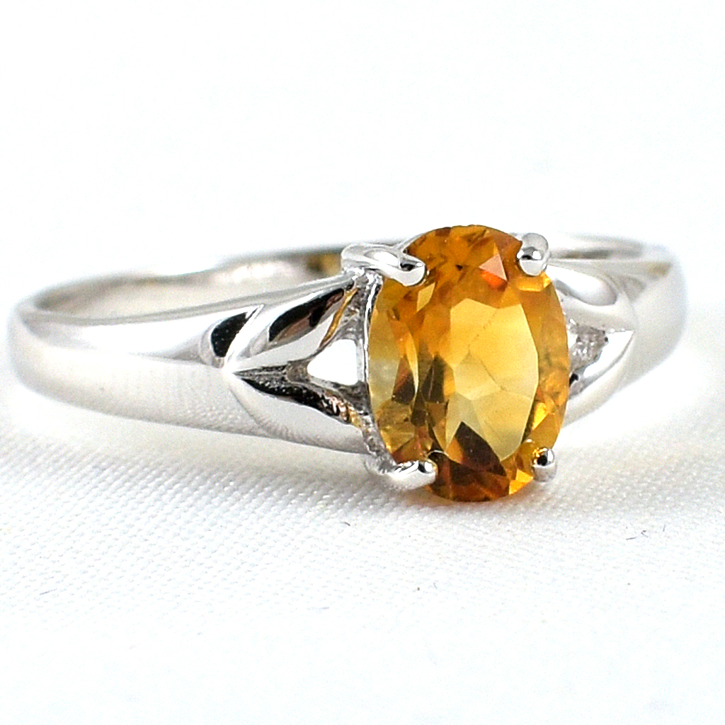 แหวนเงินแท้ราคาถูกชุบทองคำขาว ซิทรินแท้ 1.25 กะรัต งานประณีตสวยงาม สั่งผลิตค่ะ