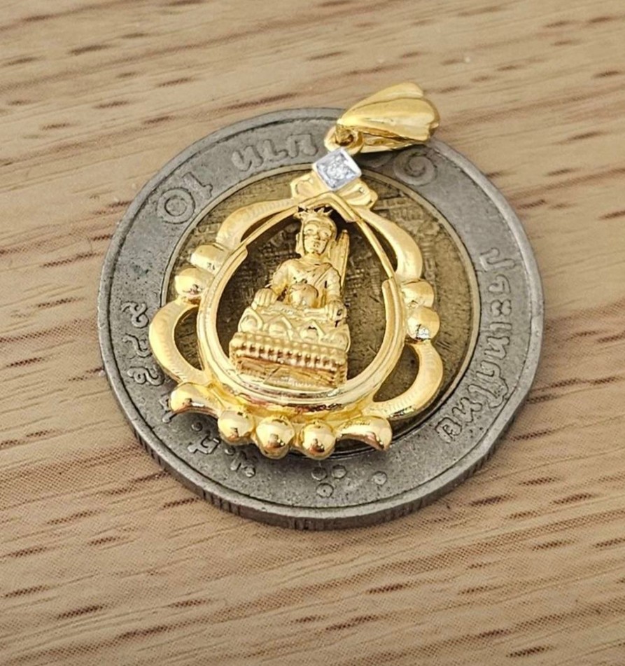 พร้อมส่งและสั่งผลิตจี้เพชรพระสิวลี พระแห่งโชคลาภ ใส่เที่ยว ออกงาน ทองคำ 9K เพชรเกสรแท้ 0.01 กะรัต 1 เม็ด ไม่รวมสร้อย ราคาถูกมาก ส่งฟรี