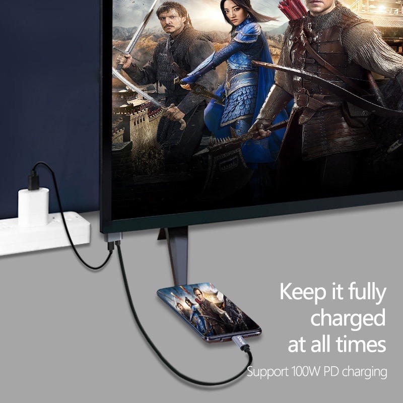 Type C to DP V1.4 รองรับความละเอียด 8K 60Hz ความยาว 2เมตร รองรับการชาร์จ 100W PD Charging by Dope