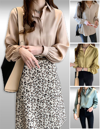 เสื้อเชิ๊ตแฟชั่นแขนยาวแบบสวยหรู 4 สี รหัส2335