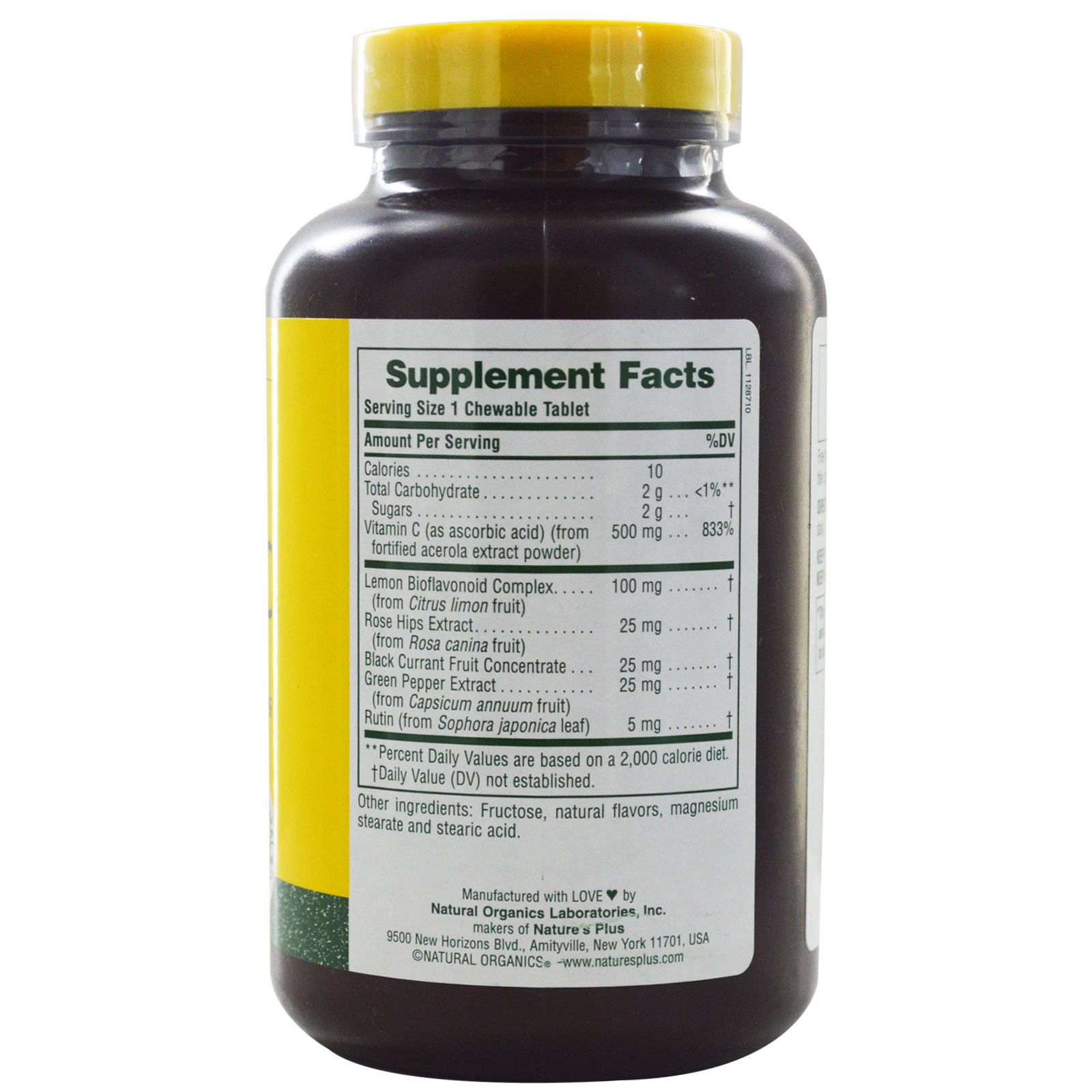 Nature's Plus, Chewable Acerola-C, Vitamin C with Bioflavonoids, 500 mg, 90 Tablets(แบบเคี้ยว) วิตามินซีจากผลอะเซโรลาเบอร์รี่ วิตามินซีจากธรรมชาติที่ดีที่สุด สะดวก รับประทานง่าย