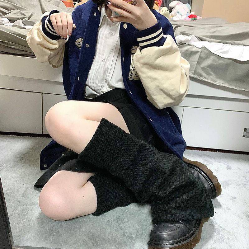 ถุงเท้า Y2K แบบยาว ปลอกขา สไตล์เกาหลีแบบไม่สวมเท้า ใส่แบบยาวหรือแบบย่น เด็กโต - ผู้ใหญ่