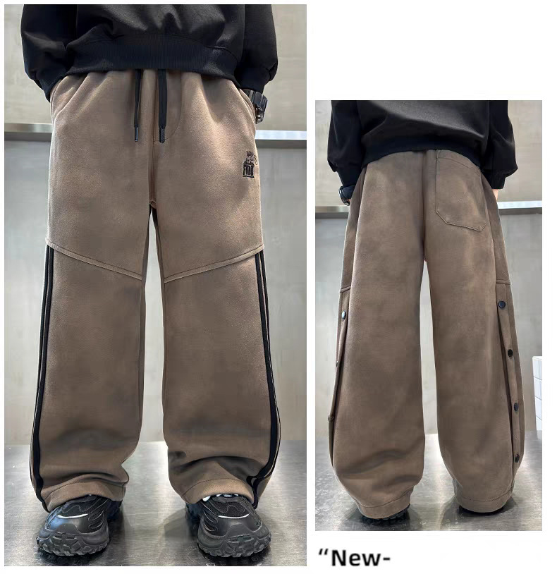 พร้อมส่ง กางเกงเด็กชาย กางเกงวอมดำแถบข้าง