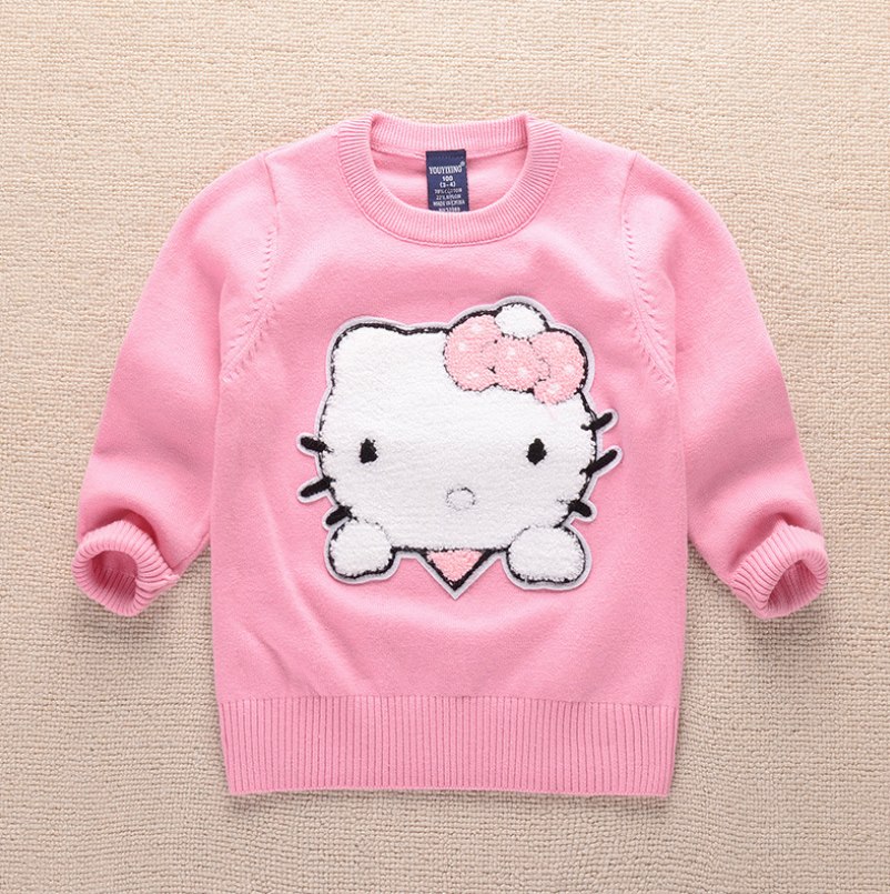 F- เสื้อกันหนาว ไหมพรม คิตตี้ สีชมพูอ่อน