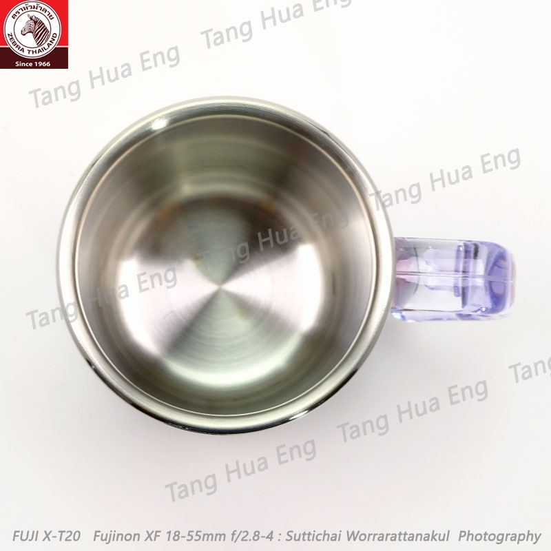 zebra ถ้วยน้ำ 2 ชั้น Smart II + ฝา สี Oriental Red/Blue ตราหัวม้าลาย