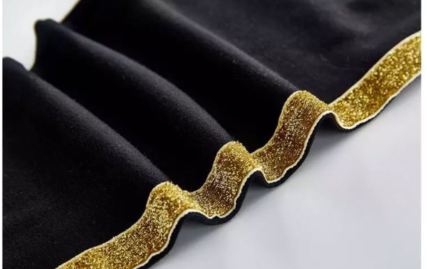 กางเกงเด็ก เลกกิ้งสีดำ แต่งแถบกลิตเตอร์