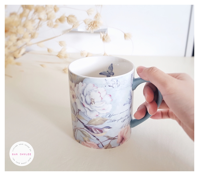 Ceramic Mug - Cottage Bird แก้วเซรามิค ลายดอกไม้