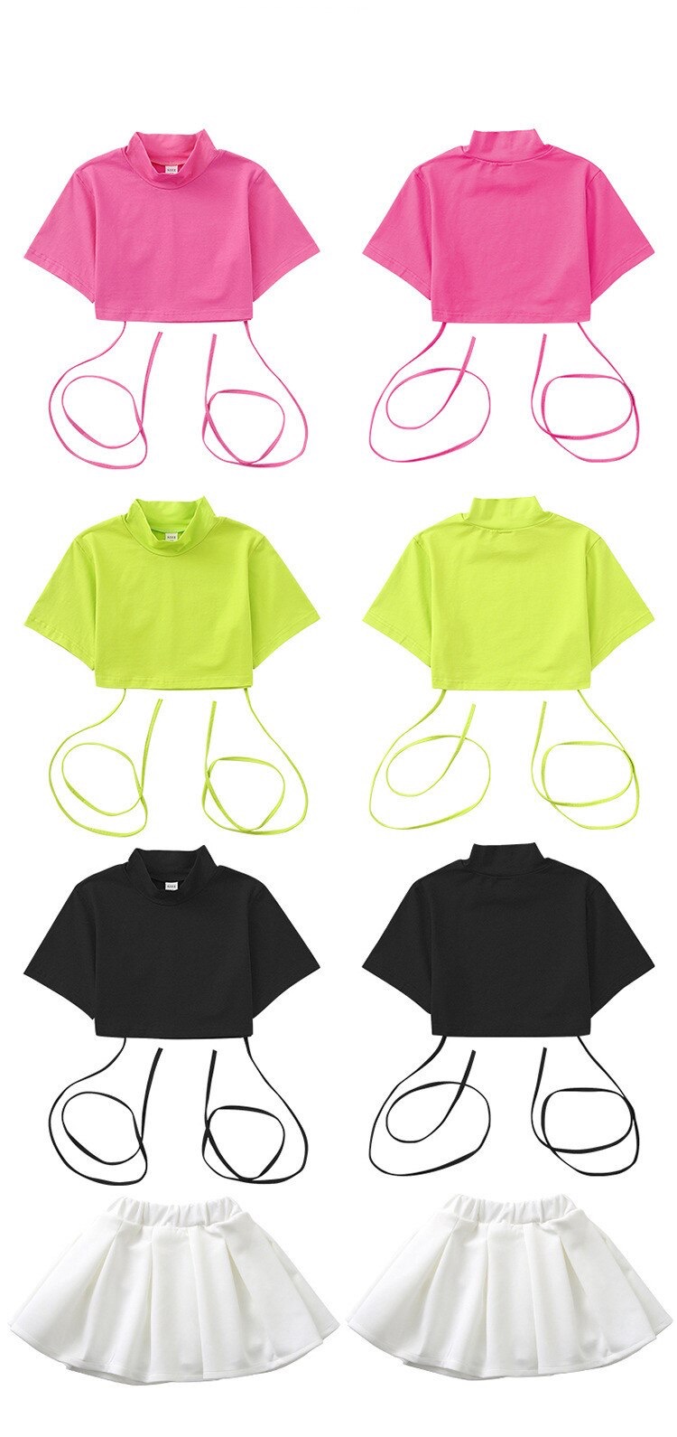 ชุดเต้น ชุดแดนซ์ เสื้อแขนสั้น+กระโปรงสั้นสีขาว