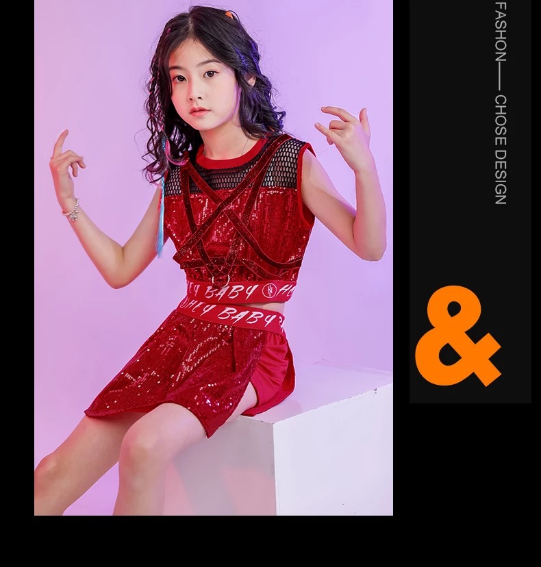 พร้อมส่ง ชุดเต้น เสื้อกล้าม+กางเกงกระโปรง ปักเลื่อม