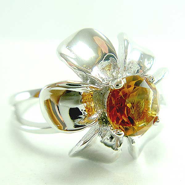 แหวนเงินแท้ราคาถูกชุบทองคำขาว ซิทรินแท้ 0.50 กะรัต งานประณีตสวยงาม สั่งผลิตค่ะ