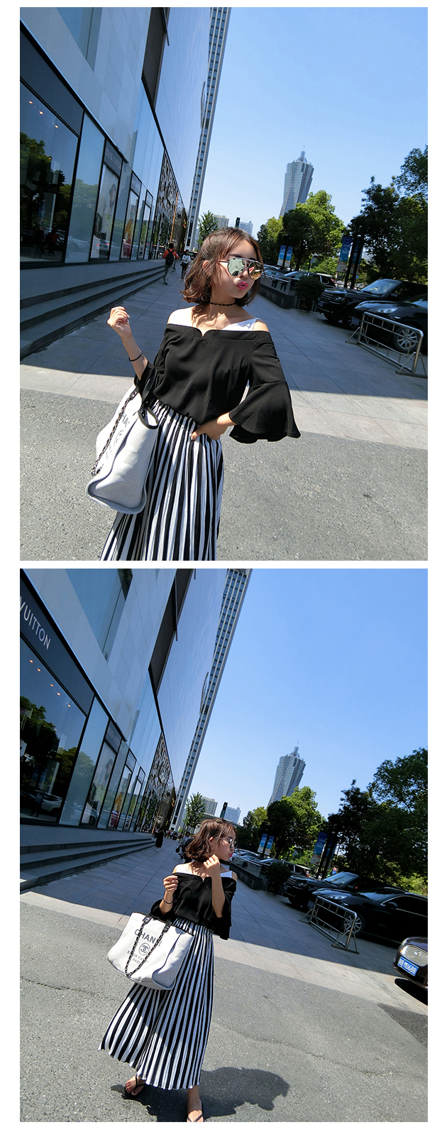 เสื้อแฟชั่นสายเดี่ยว โชว์ไหล่ ใส่สบายๆ เนื้อผ้าชีฟองขนเป็ดพริ้วๆ ใส่หลวมๆ แขนระบาย(ตามแบบ)ปิดข้อศอก ใส่เที่ยวสวยเก๋ หรือออกงานไหนๆก็น่ารักสไตล์เกาหลี