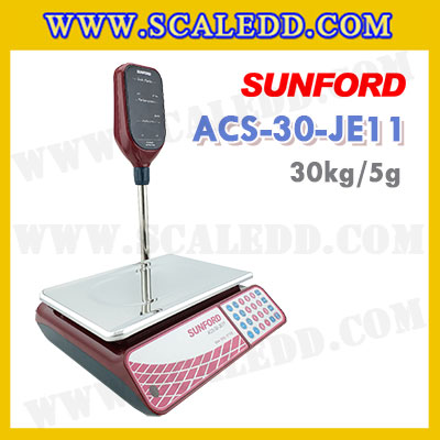 เครื่องชั่งดิจิตอลคำนวณราคา SUNFORD ACS-30-JE11 เครื่องชั่งดิจิตอลคำนวณราคาพิกัด 30kg กิโลคำนวณราคา เครื่องชั่งคิดเงิน ตาชั่งคิดเงิน กิโลคิดเงินได้ พิกัดน้ำหนัก 30kg อ่านค่าละเอียด 5g (รหัสตัวแทนจำหน่าย B198)