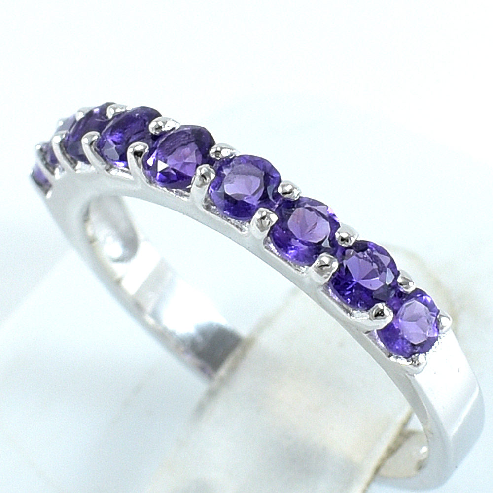 แหวนเงินแท้ราคาถูกชุบทองคำขาว แอมิทิสต์แท้ 0.54 กะรัต งานประณีตสวยงาม สั่งผลิตค่ะ