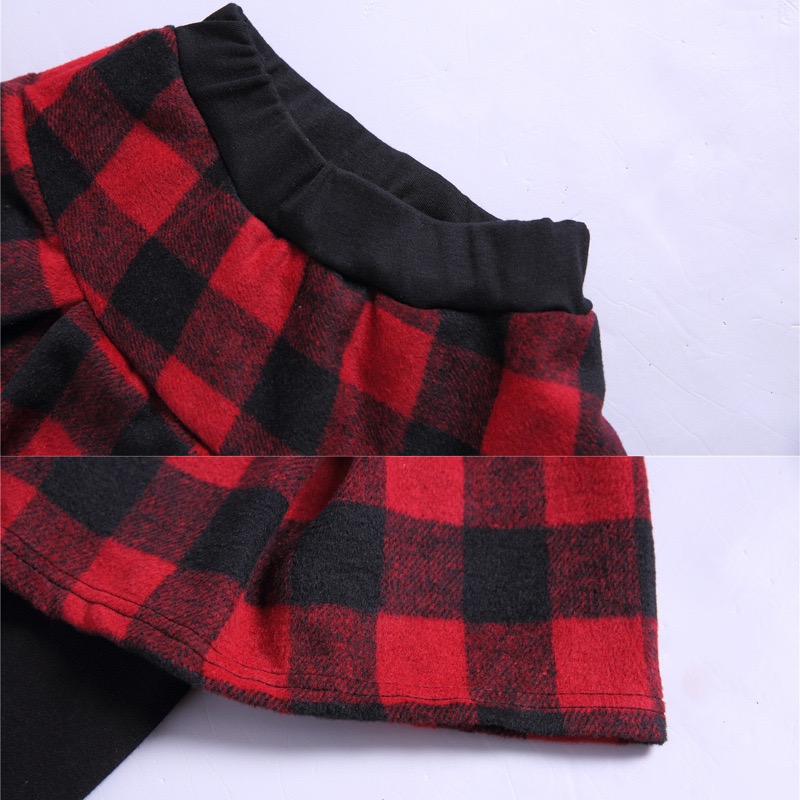พร้อมส่ง เลกกิ้งกระโปรง ลายสก๊อต สีแดง