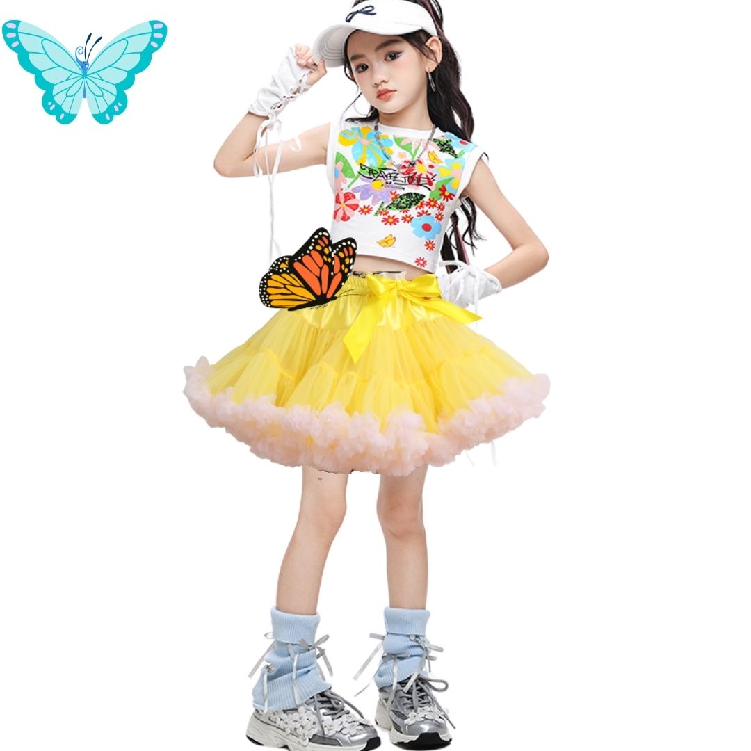 พร้อมส่ง กระโปรงTUTU พองฟู กระโปรงเด็ก พองฟู ติดริบบิ้นโบว์ พร้อมเสื้อและถุงมือ
