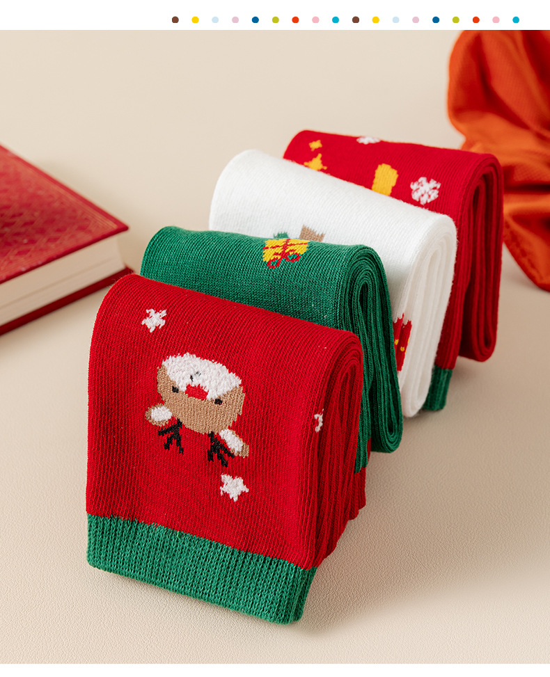 friendly4kid ถุงเท้ายาว ถุงเท้าเด็ก สีแดง คริสมาสต์