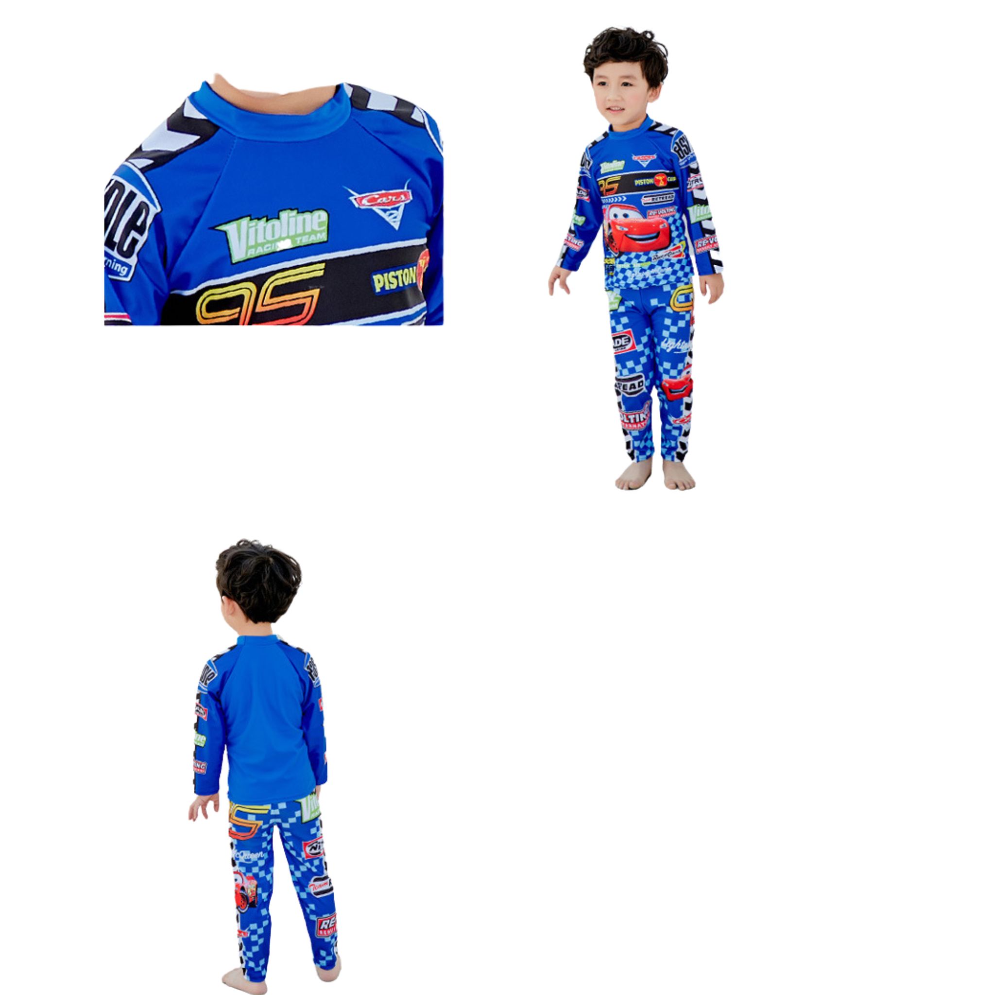 **พร้อมส่ง ชุดว่ายน้ำเด็กชาย บอดี้สูท เซ็ท คาร์สีน้ำเงิน