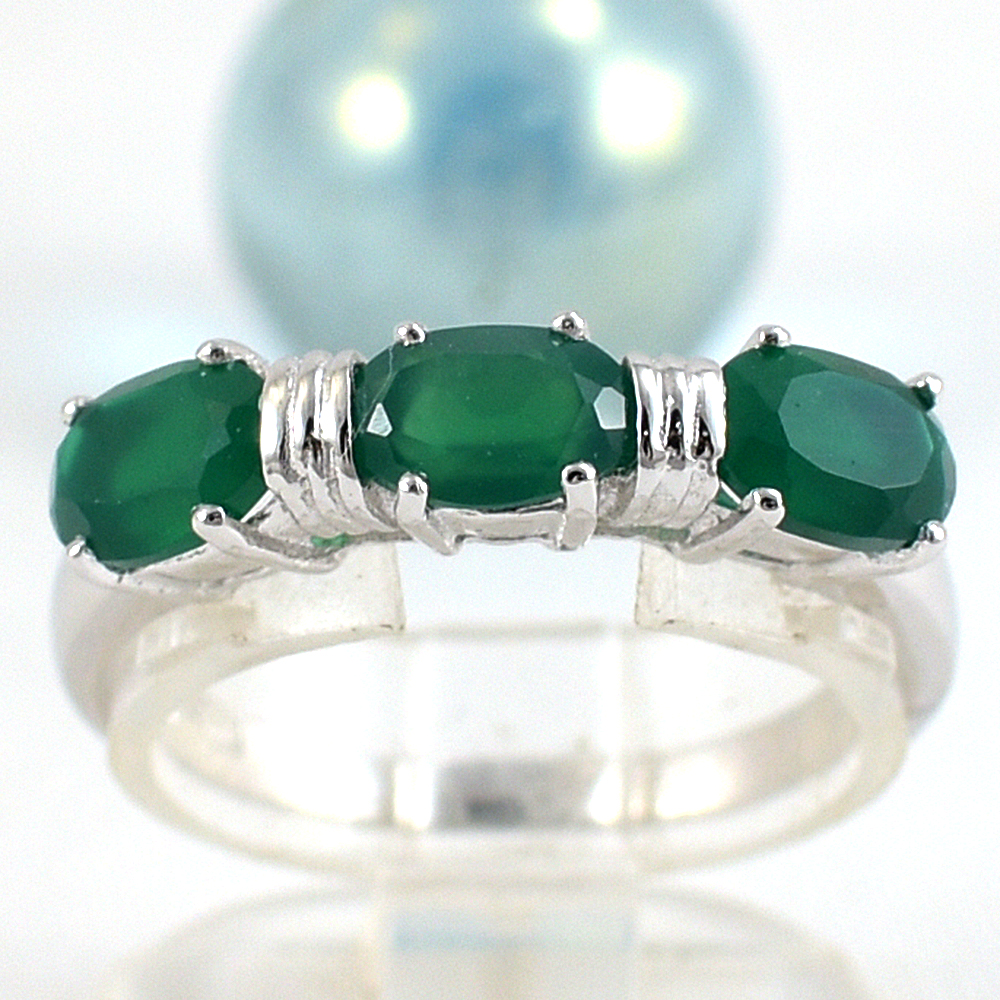 แหวนเงินแท้ราคาถูกชุบทองคำขาว พลอยแท้กรีนอะเกท 1.26 กะรัต งานประณีตสวยงาม สั่งผลิตค่ะ