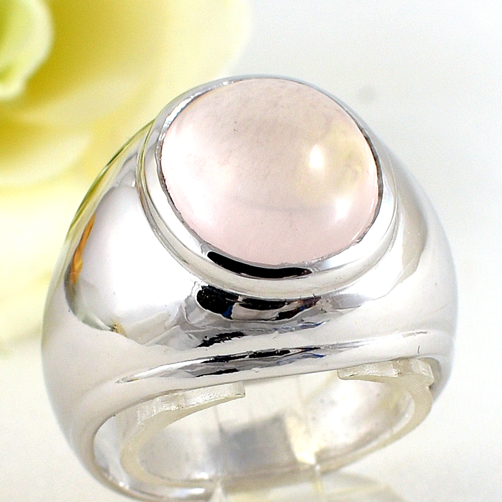 แหวนเงินแท้ราคาถูกชุบทองคำขาว พลอยแท้โรสควอทซ์ 7.80 กะรัต งานประณีตสวยงาม สั่งผลิตค่ะ