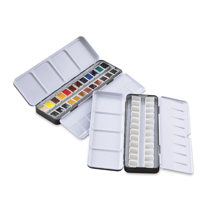 ชุดสีน้ำ Daniel Smith Extra Fine Half pan 24สี (แถมตลับสีโลหะ 1 กล่อง + 24 แพนเปล่า)