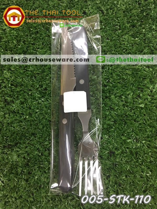 005-STK-110 ชุดมีดส้อม หั่นสเต็ก ด้ามดำ
