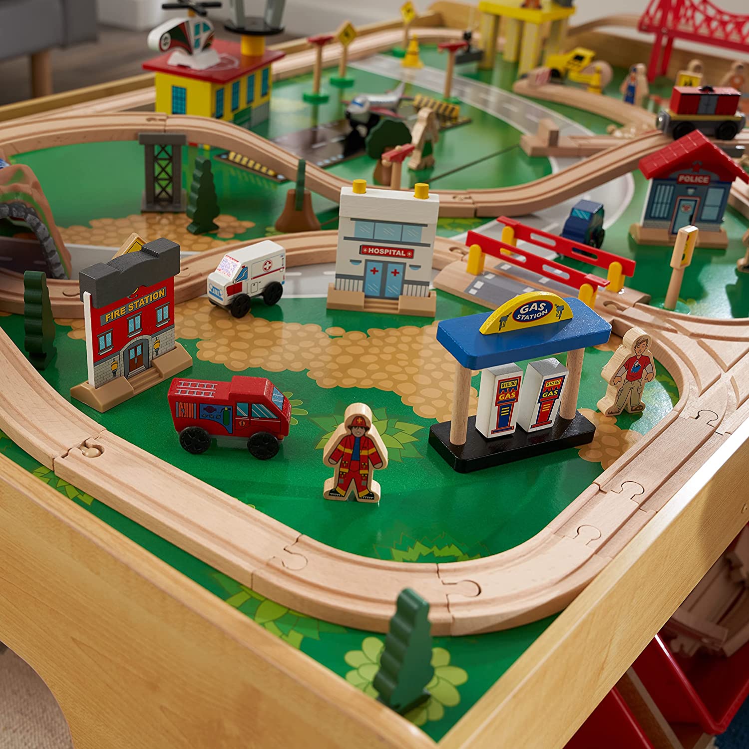 KitKraft Waterfall Mountain Train Set & Table with 120 accessories