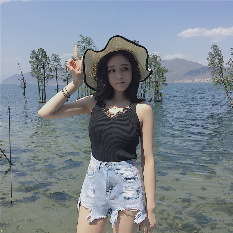 ยีนส์ขาสั้นแต่งขาดๆ แต่งขาดสีชมพูสไตล์เกาหลี รหัส 1608-3 size S/M/L