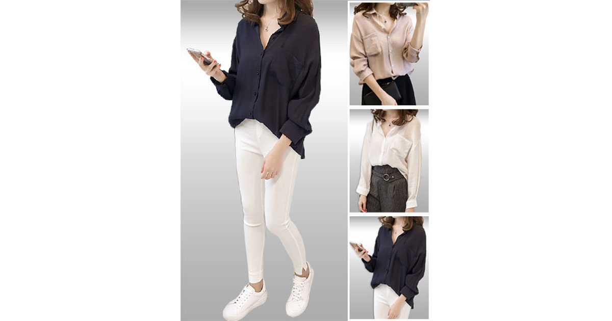 เสื้อเชิ๊ตแฟชั่นใส่สบายสไตล์เกาหลี มี3สี รหัส2351