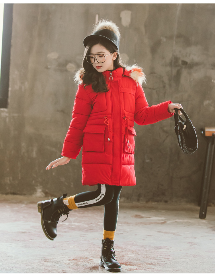 เสื้อกันหนาว บุนวมสีแดง มีฮูด