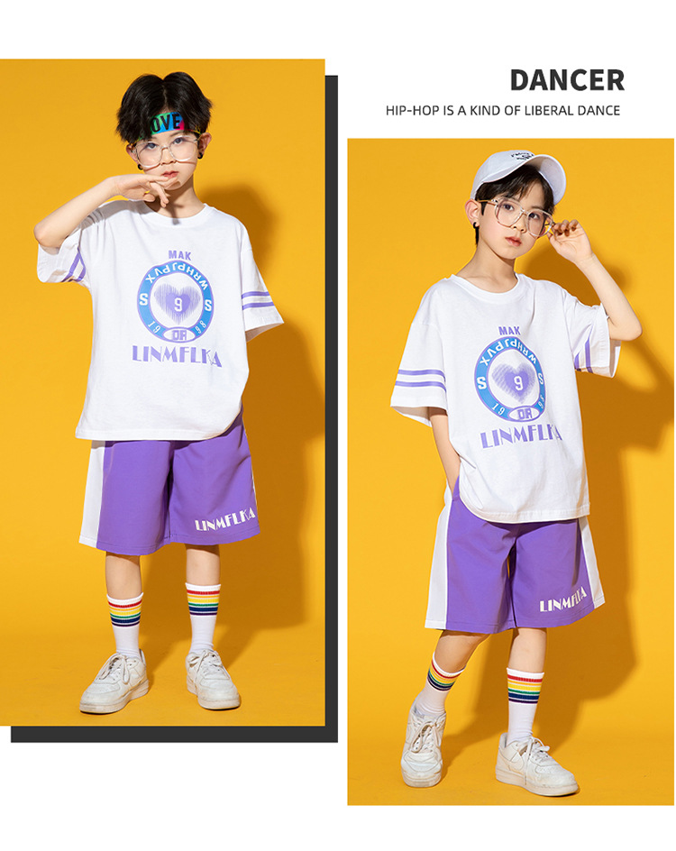 friendly4kid พร้อมส่ง ชุดเต้น ชุดเชียร์ เสื้อแขนสั้นหัวใจ+กระโปรง งานโรงเรียน กิจกรรมเต้น