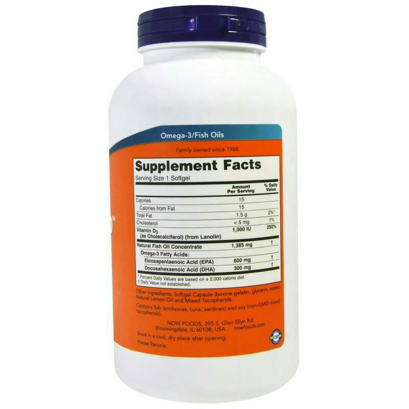 Now Foods, Ultra Omega 3-D, 600 EPA/300 DHA,180 softgels (สูตรเข้มข้น เพิ่ม vitamin D3) ช่วยลดระดับไตรกลีเซอไรด์ ช่วยบำรุงประสาทและสมอง
