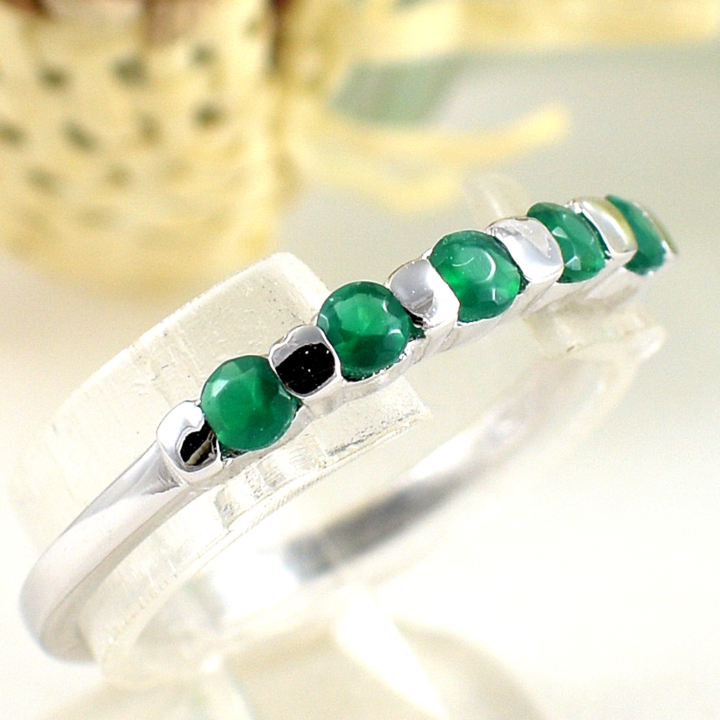 แหวนเงินแท้ราคาถูกชุบทองคำขาว พลอยแท้กรีนอะเกท 0.50 กะรัต งานประณีตสวยงาม สั่งผลิตค่ะ