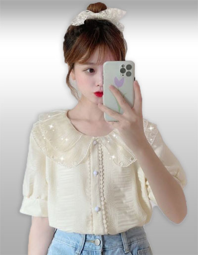 เสื้อแฟชั่นแบบสวยหวานน่ารักสไตล์เกาหลี รหัส2370