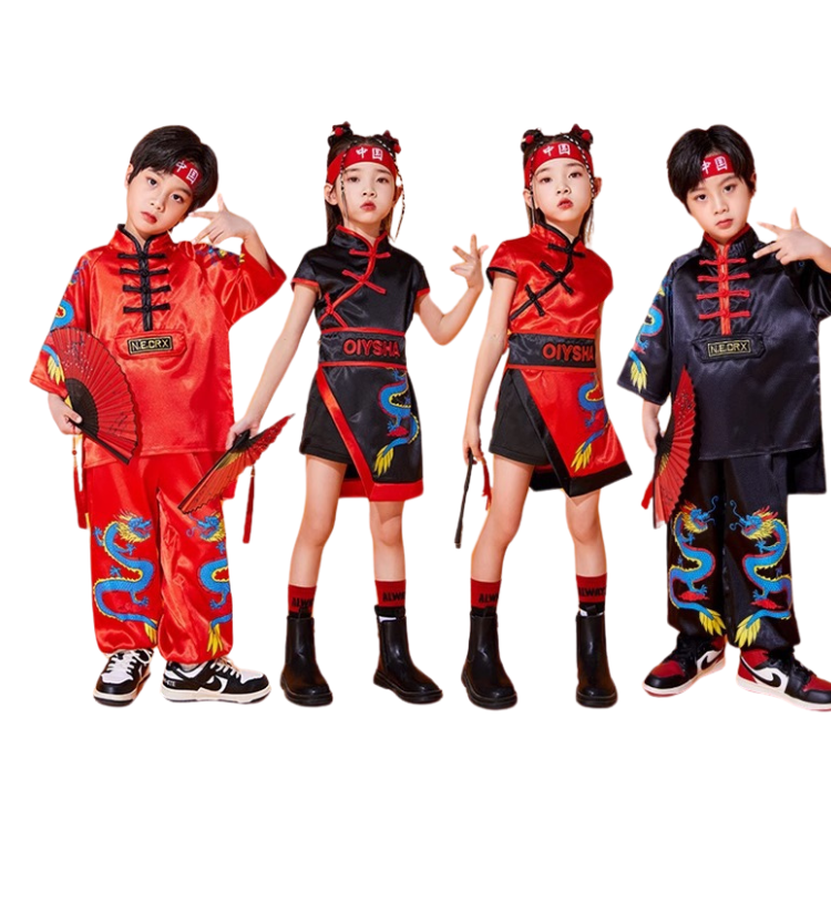 **พร้อมส่ง**ชุดจีน กี่เพ้า ชุดเซ็ตตรุษจีนสีแดง ลายมังกร