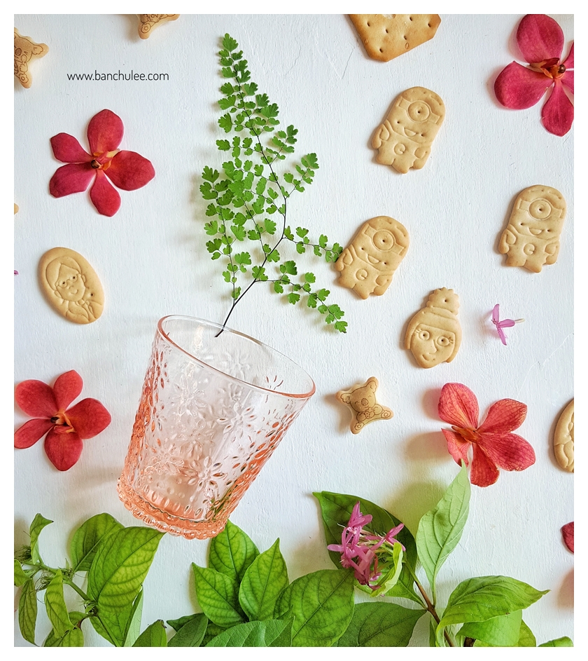 Vintage Short Glass Cup - Peach Flowers