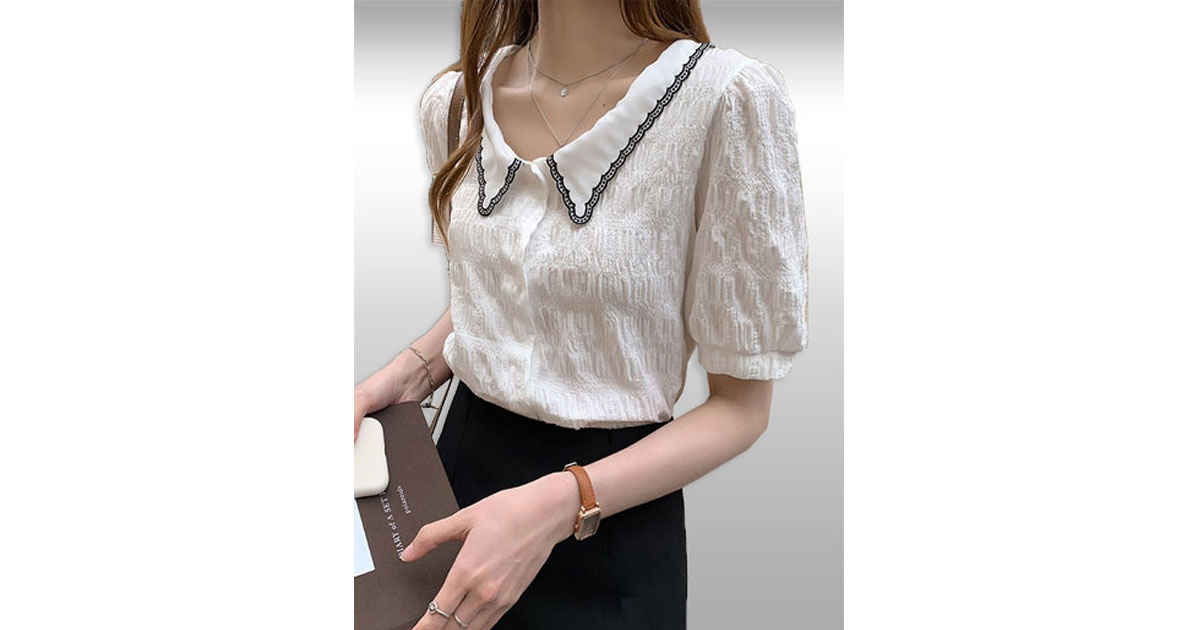 เสื้อเชิ๊ตแฟชั่นแขนสั้นสไตล์วินเทจ มี 2 สี รหัส2297