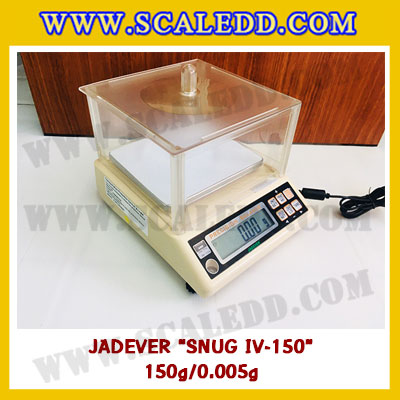 เครื่องชั่งดิจิตอลทศนิยม3ตำแหน่ง 150g x 0.005g เครื่องชั่งน้ำหนักดิจิตอล150กรัม เครื่องชั่งน้ำหนัก150g เครื่องชั่งละเอียดสูง ตาชั่งละเอียดสูง150กรัม พิกัดน้ำหนัก 150g ความละเอียด0.005g ยี่ห้อ JADEVER รุ่น SNUG IV-150