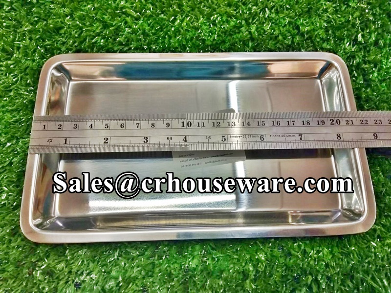 ถาดสแตนเลสสี่เหลี่ยมตื้น ใช้ในห้องการเเพทย์ รหัส 100-M138