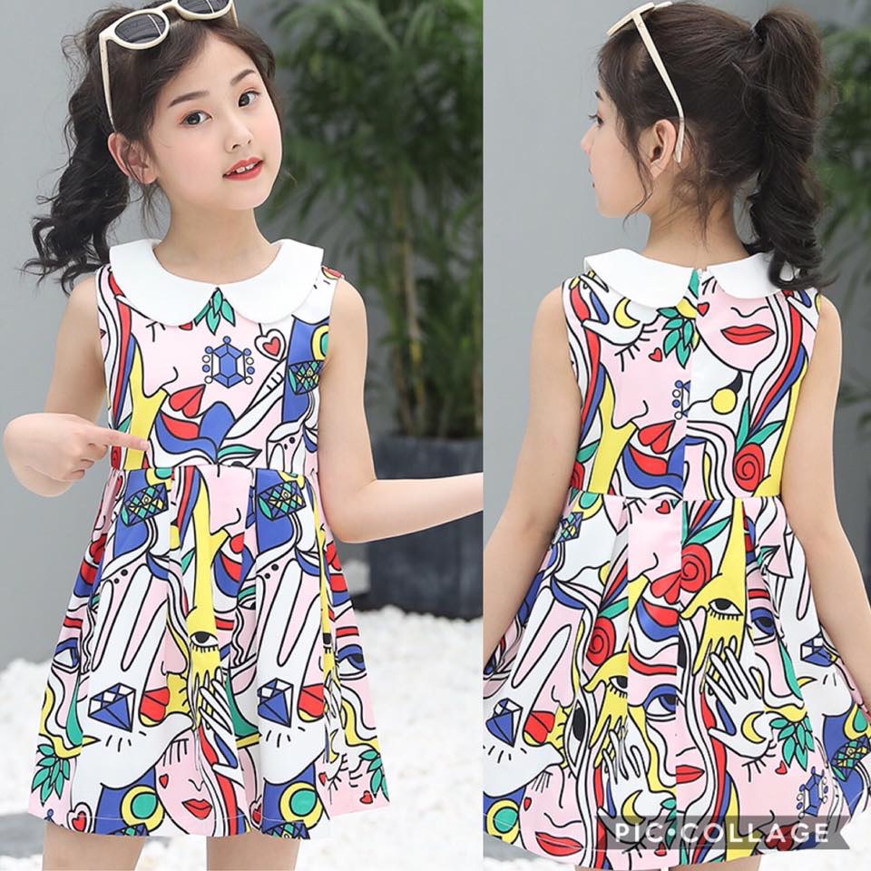 พร้อมส่ง ชุดเด็ก ชุดเดรส ลายดอก ชุดเดินชายหาด