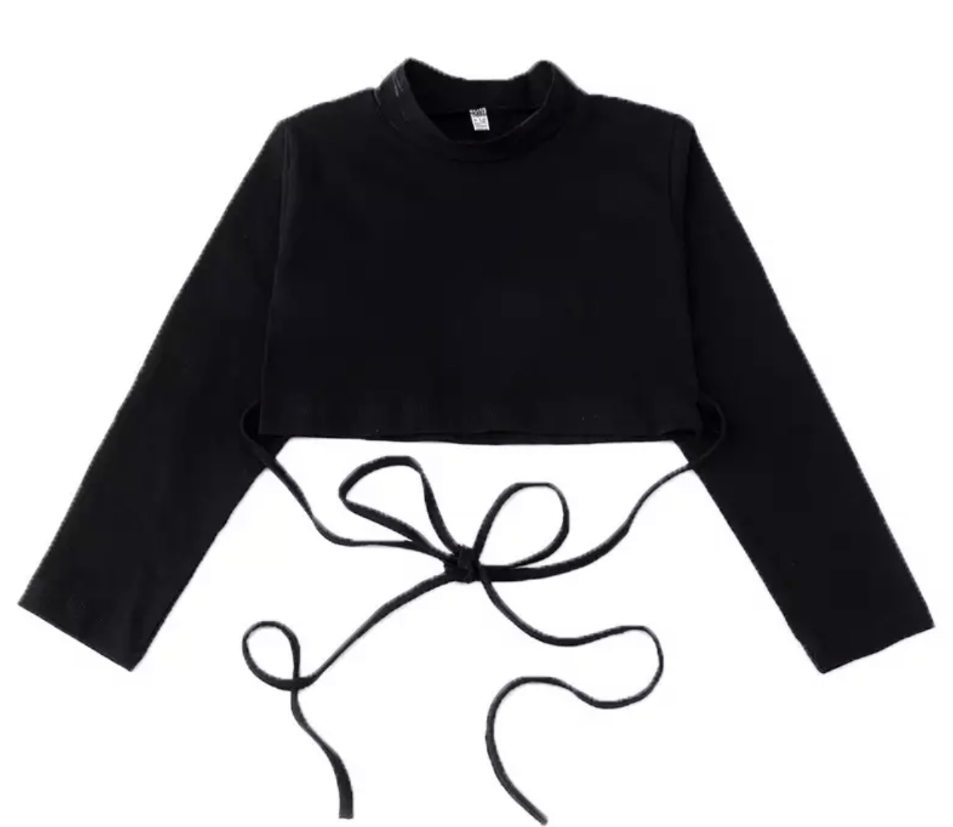 **เฉพาะเสื้อ** ชุดเต้น เสื้อเอวลอยผูกเอว แขนยาว