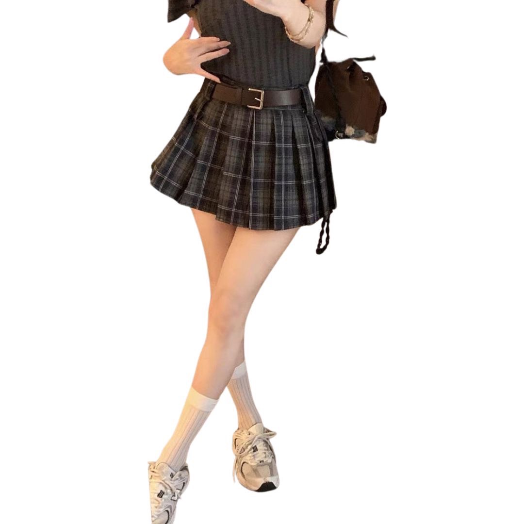 พร้อมส่ง กระโปรง เด็กผู้หญิง อัดพีชสั้นไม่รวมเข็มขัด