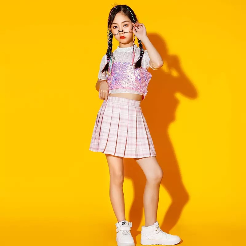 friendly4kid ชุดเต้น เด็กหญิง เสื้อแขนสั้น+กระโปรง สไตล์สายเกาหลี