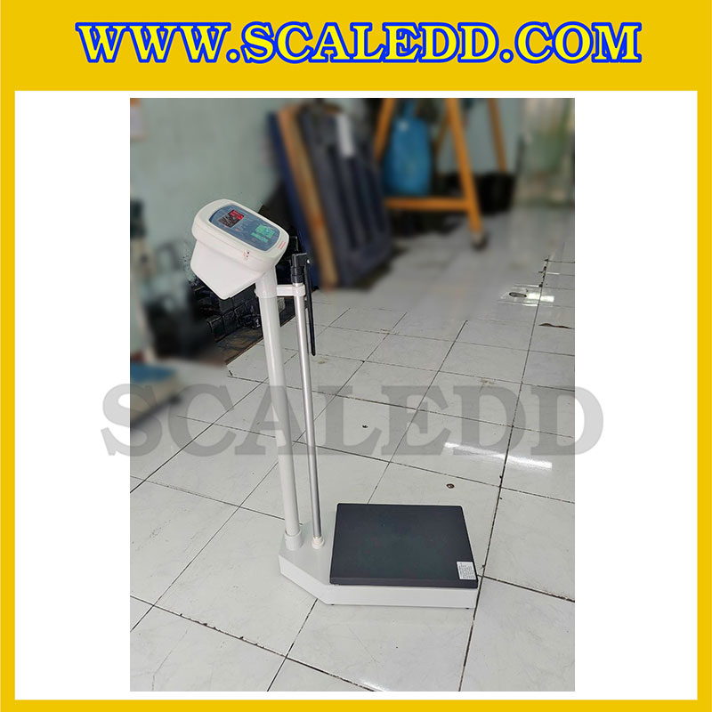 เครื่องชั่งน้ำหนักคน เครื่องชั่งน้ำหนักบุคคล พร้อมที่วัดส่วนสูง และคำนวณค่า BMI ชั่งได้ 250kg ความละเอียด 100g วัดส่วนสูงได้ 203cm