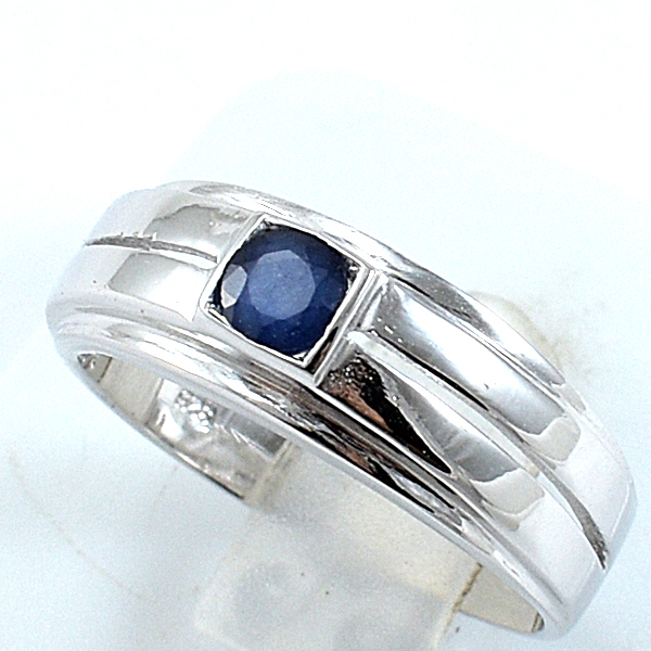 แหวนเงินแท้ราคาถูกชุบทองคำขาว ไพลินแท้ 0.35 กะรัต งานประณีตสวยงาม สั่งผลิตค่ะ