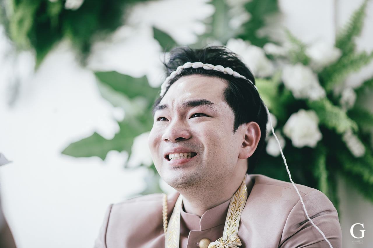 Backdropหลั่งน้ำสังข์ โทนขาวเขียว งานแต่งคุณตั้ม คุณซินดี้