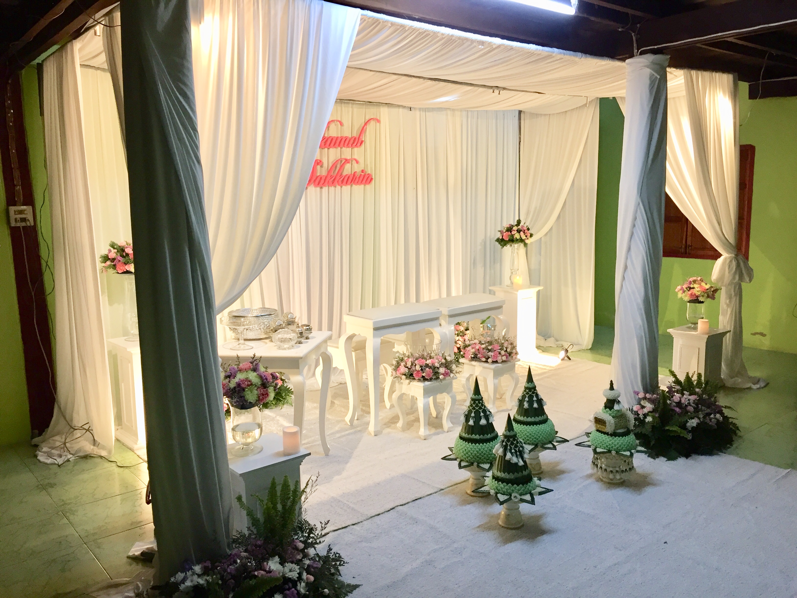 Backdropหลั่งน้ำสังข์ แบบโดมผ้า งานแต่งคุณอุ้ม คุณกอล์ฟ 25กพ61 (อ.บัวใหญ่ จ.นครราชสีมา)