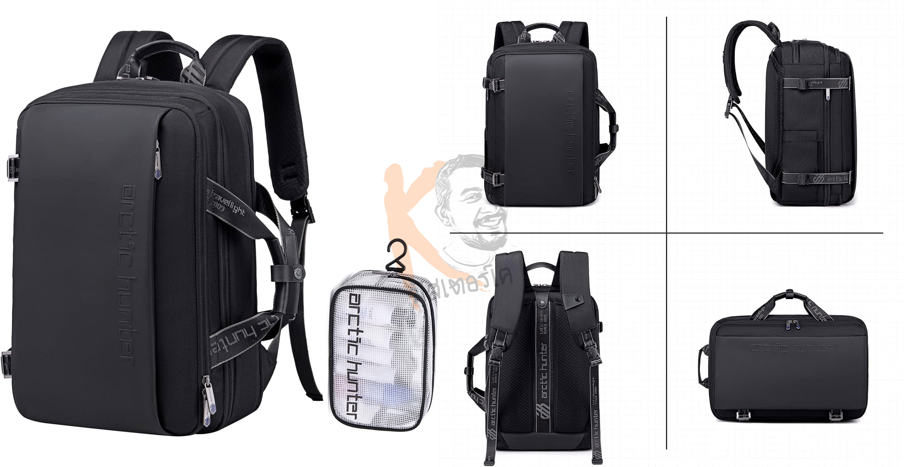 กระเป๋าเป้ Notebook สะพายหลัง & Travel Backpack รุ่น B00540 รองรับถึง 15.6" ขยายพื้นที่ได้ 20-30 ลิตร by Arctic Hunter