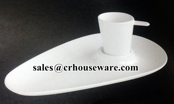 CHABA COFFEE CUP & TRAY ชุดอาหารว่างชบา หนาพิเศษ 017-CT2016
